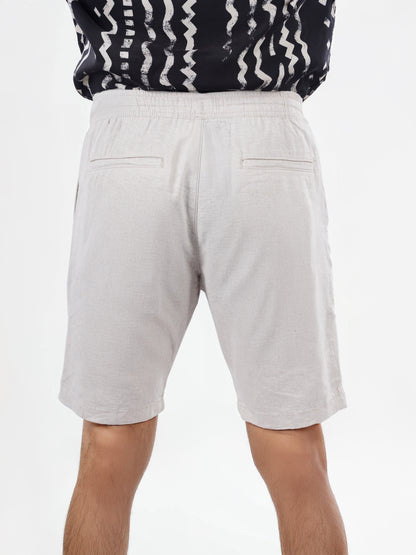 Celio* Linen-Blend Regular Fit Off White Shorts