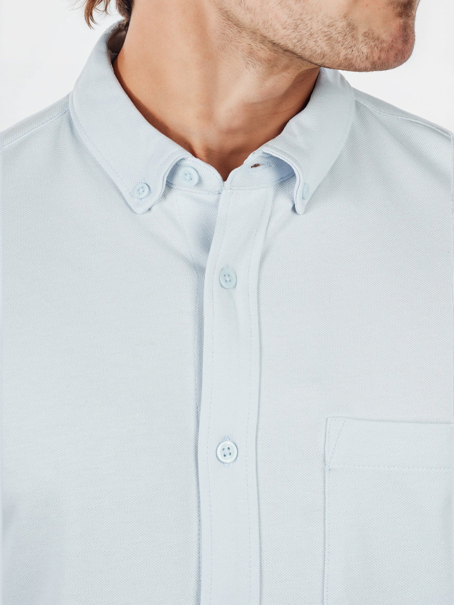 Celio* Solid Regular Fit Cotton-Blend Blue Shirts
