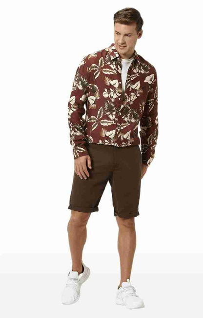 Brown Regular Fit Shorts