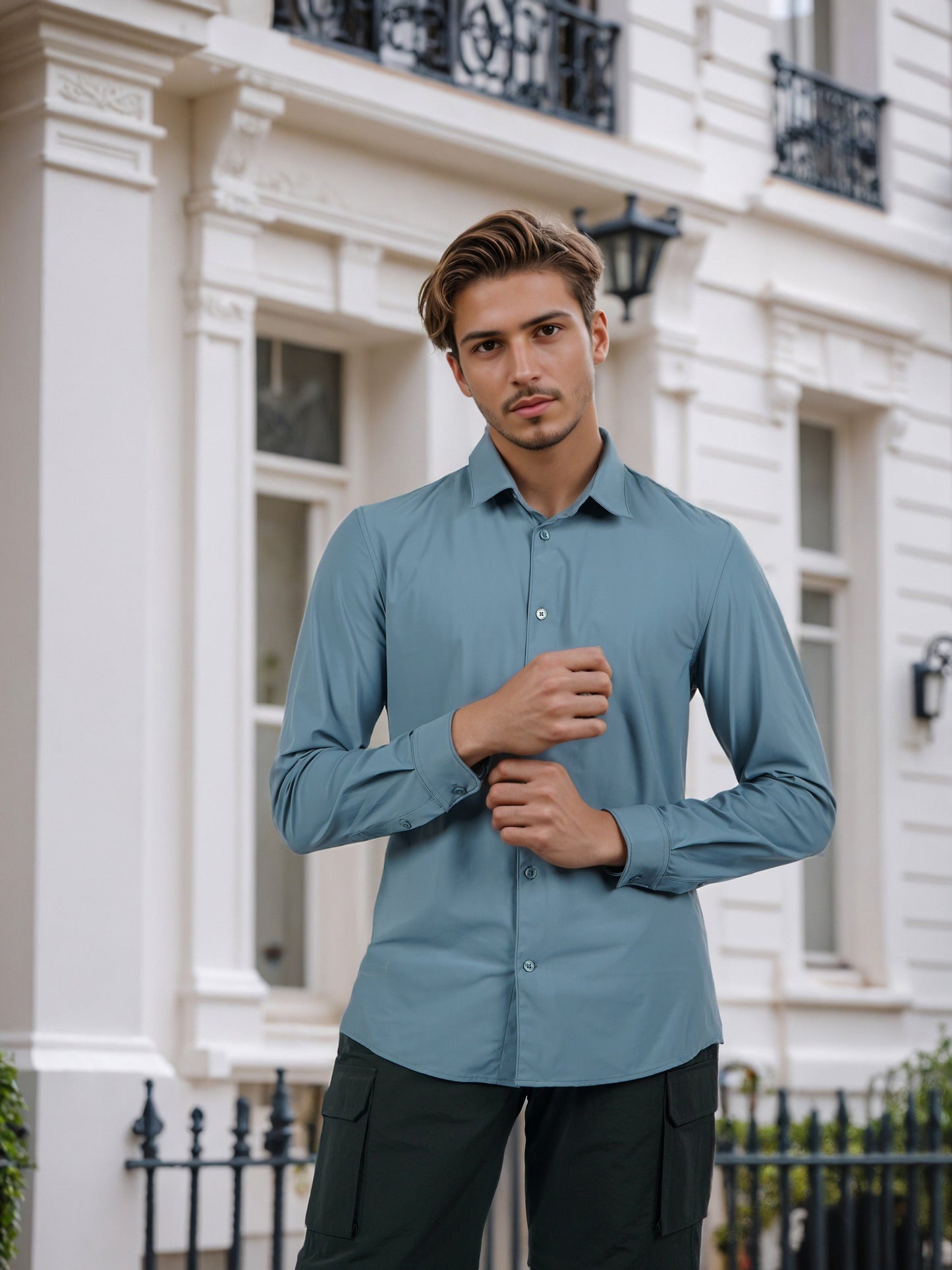 Celio* Men Blue Solid Slim Fit Nylon Shirts