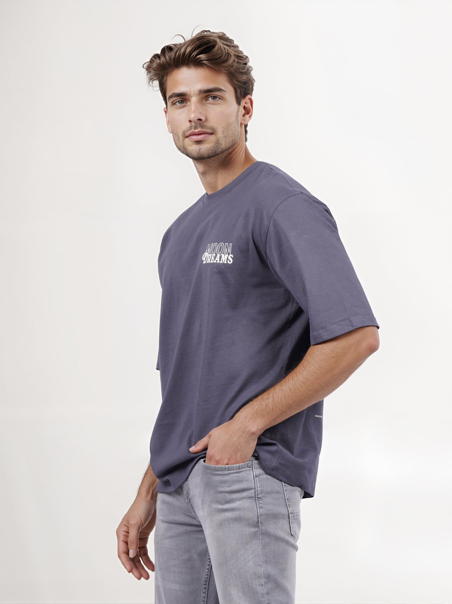 Celio* Men Blue Printed Oversized Cotton T-shirt