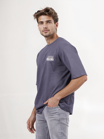 Celio* Men Blue Printed Oversized Cotton T-shirt