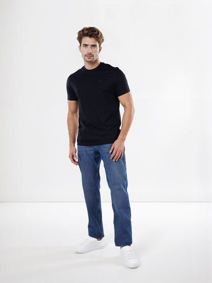 Celio* Chamonix Regular Fit Cotton Black T-Shirt