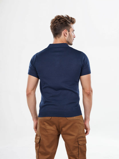 Celio* Solid Regular Fit Cotton Navy Blue T-Shirt