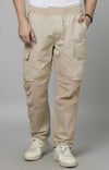 Celio* Cotton-Blend Regular Fit Beige Trouser