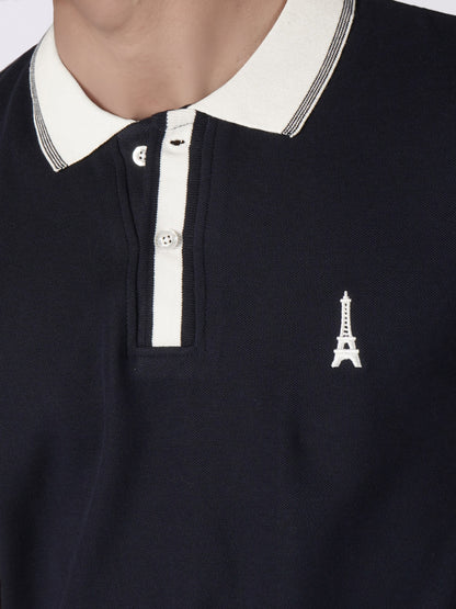 Celio* Men Navy Blue Solid Regular Fit Cotton T-Shirts