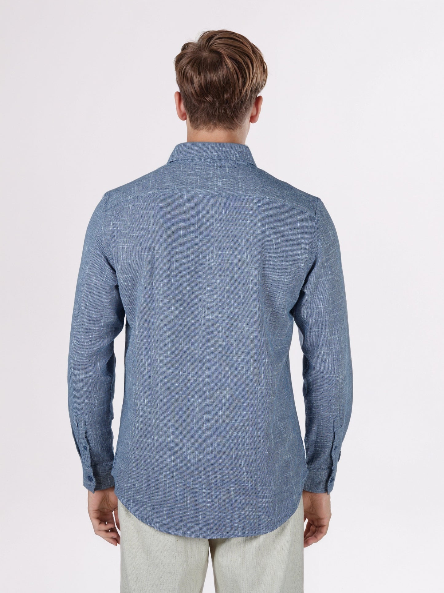 Celio* Men Blue Solid Regular Fit Cotton Shirts