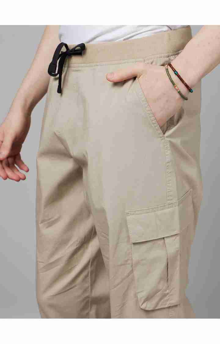 Beige Regular Fit Cargos