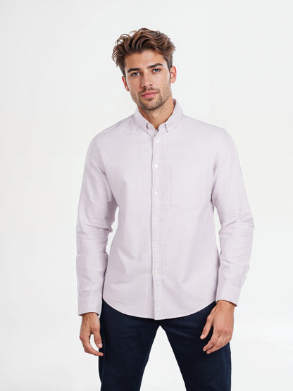 Celio* Solid Regular Fit Cotton Purple Shirt