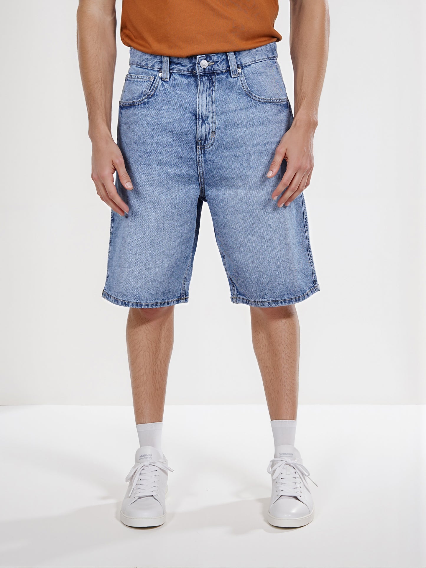 Celio* Cotton Straight Fit Blue Bermuda