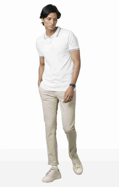 Beige Slim Fit Trousers