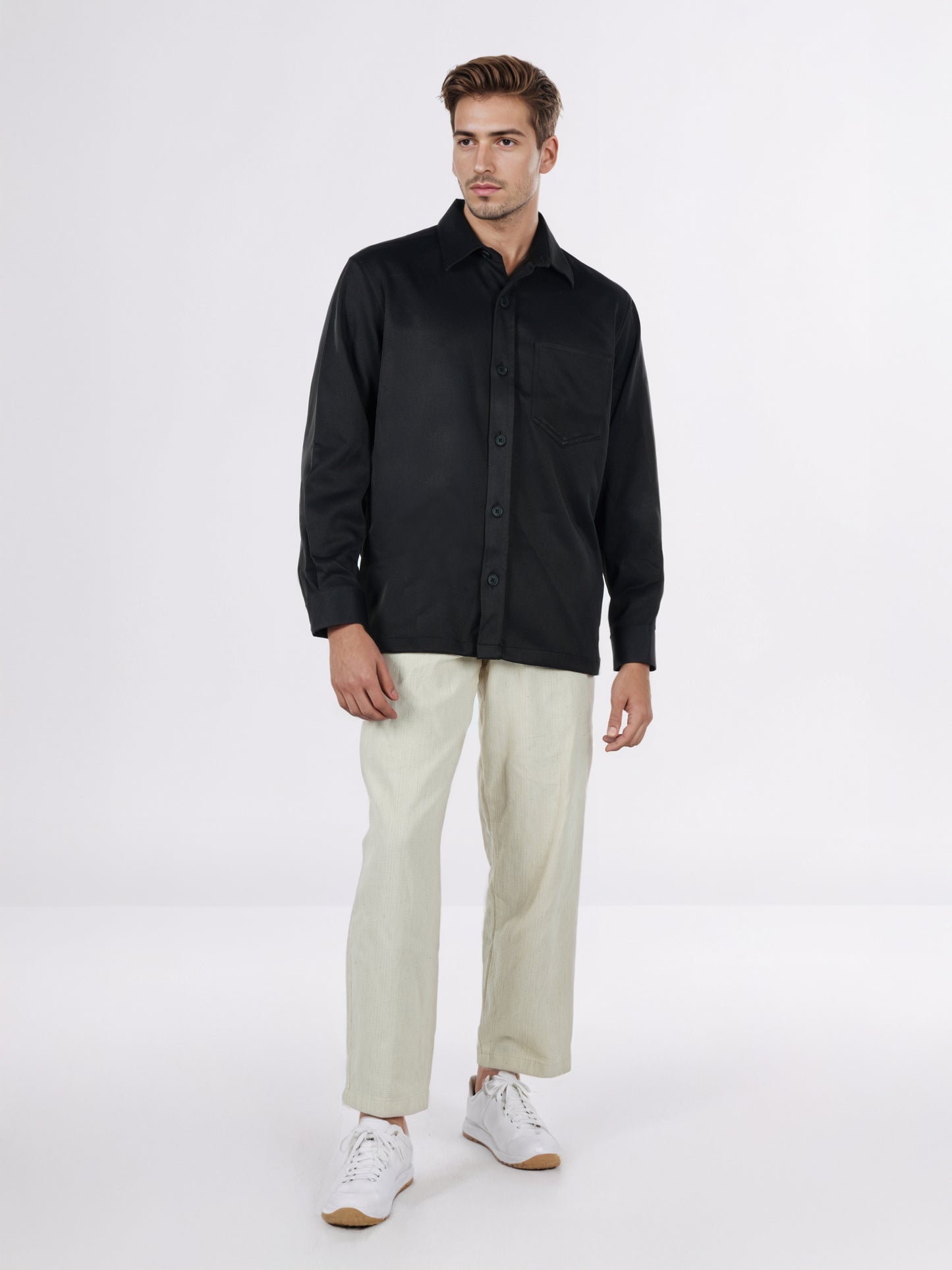 Celio* Men Black Solid Overshirt Polyester Shirts