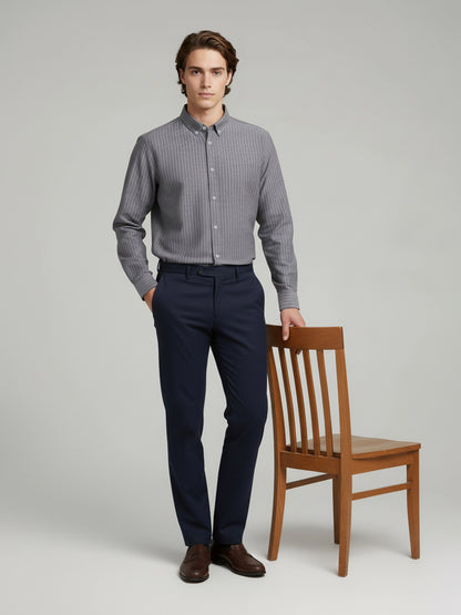 Celio* Men Grey Striped Oversize Cotton Shirts