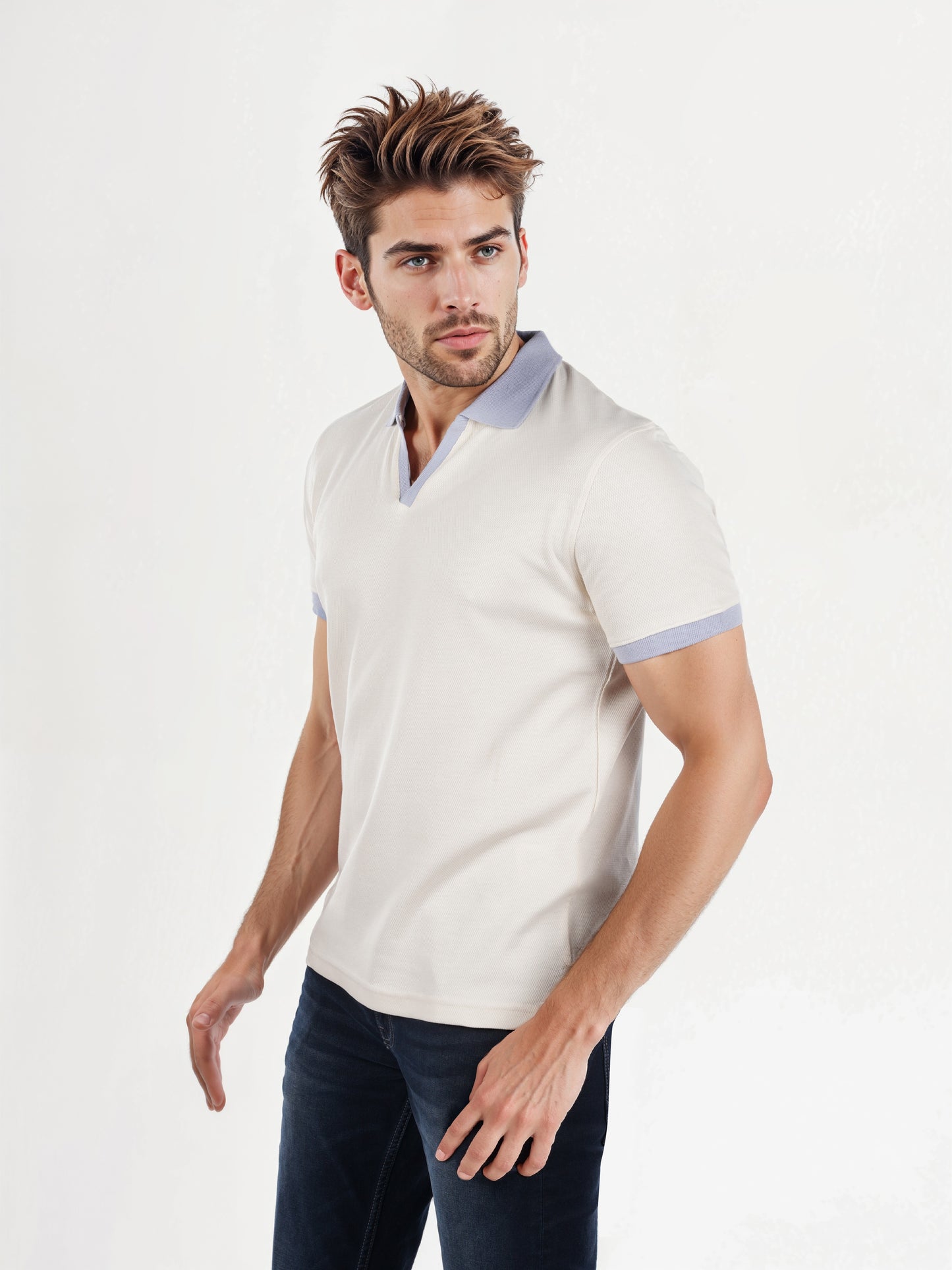 Celio* Solid Regular Fit Cotton Off White T-Shirt