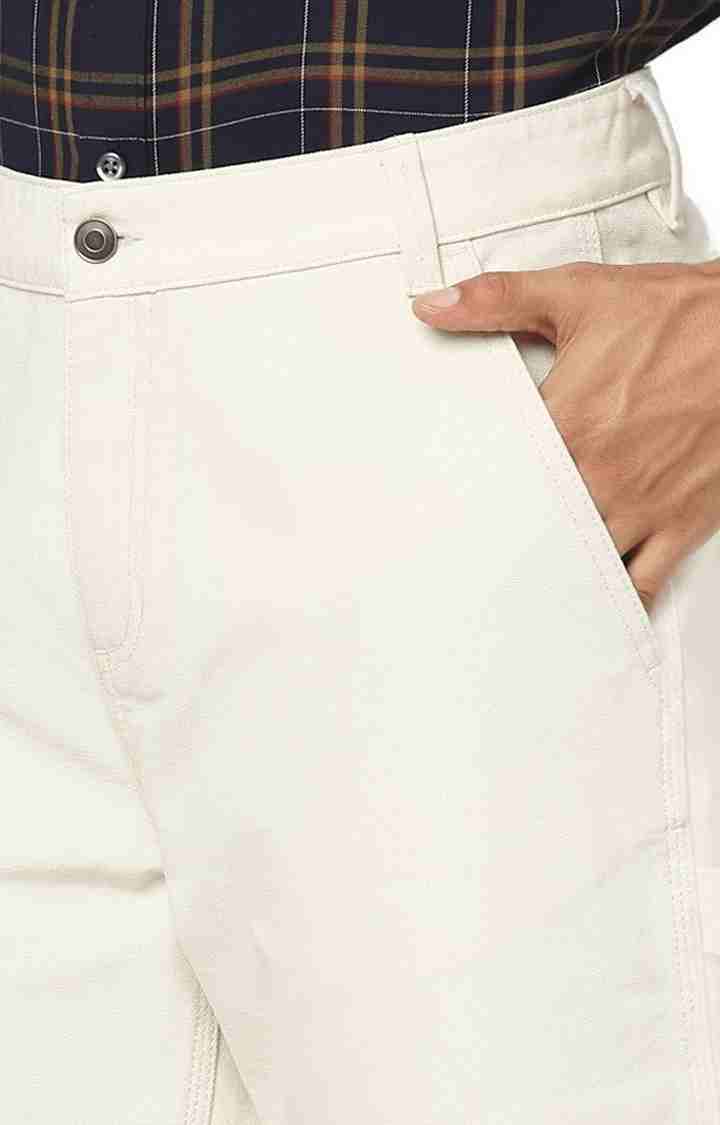 Cream Regular Fit Trousers