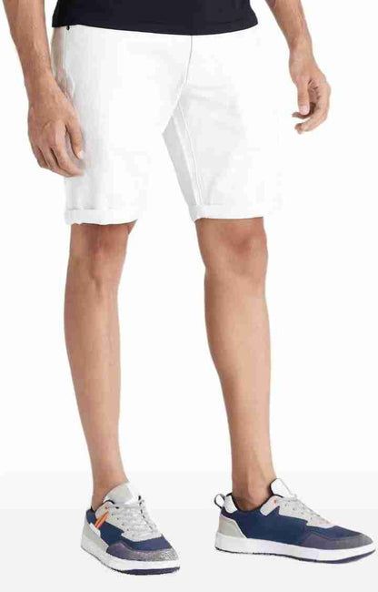 White Regular Fit Shorts