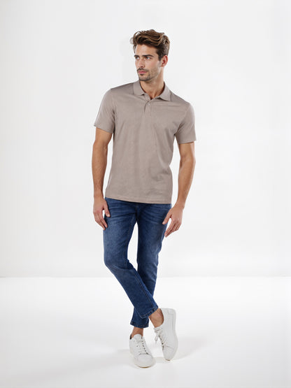 Celio* Chamonix Regular Fit Cotton Beige T-Shirt