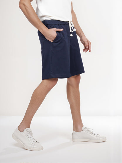 Celio* Men Navy Blue Solid Regular Fit Polyester Bermuda