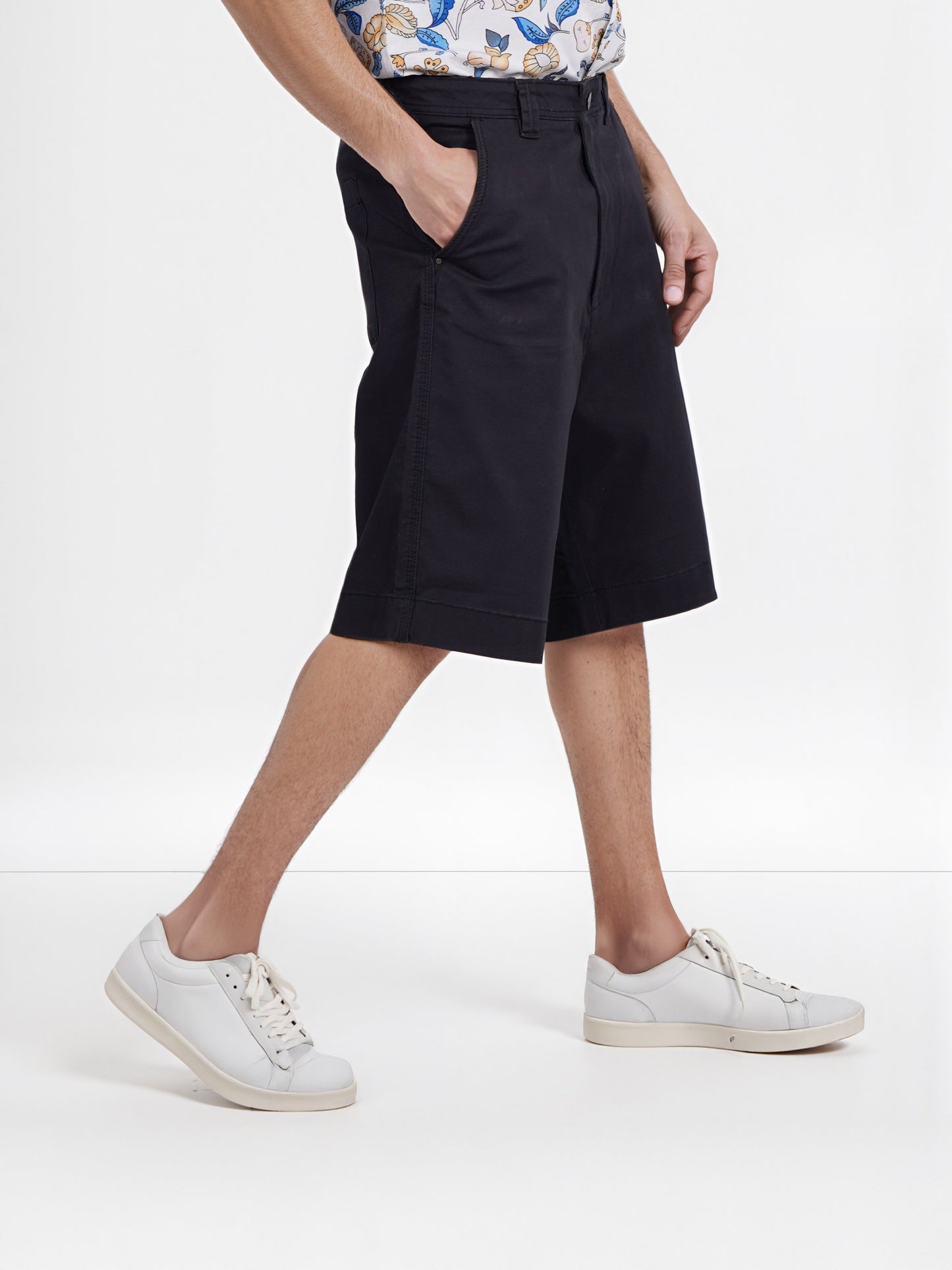 Celio* Cotton Regular Fit Black Bermuda