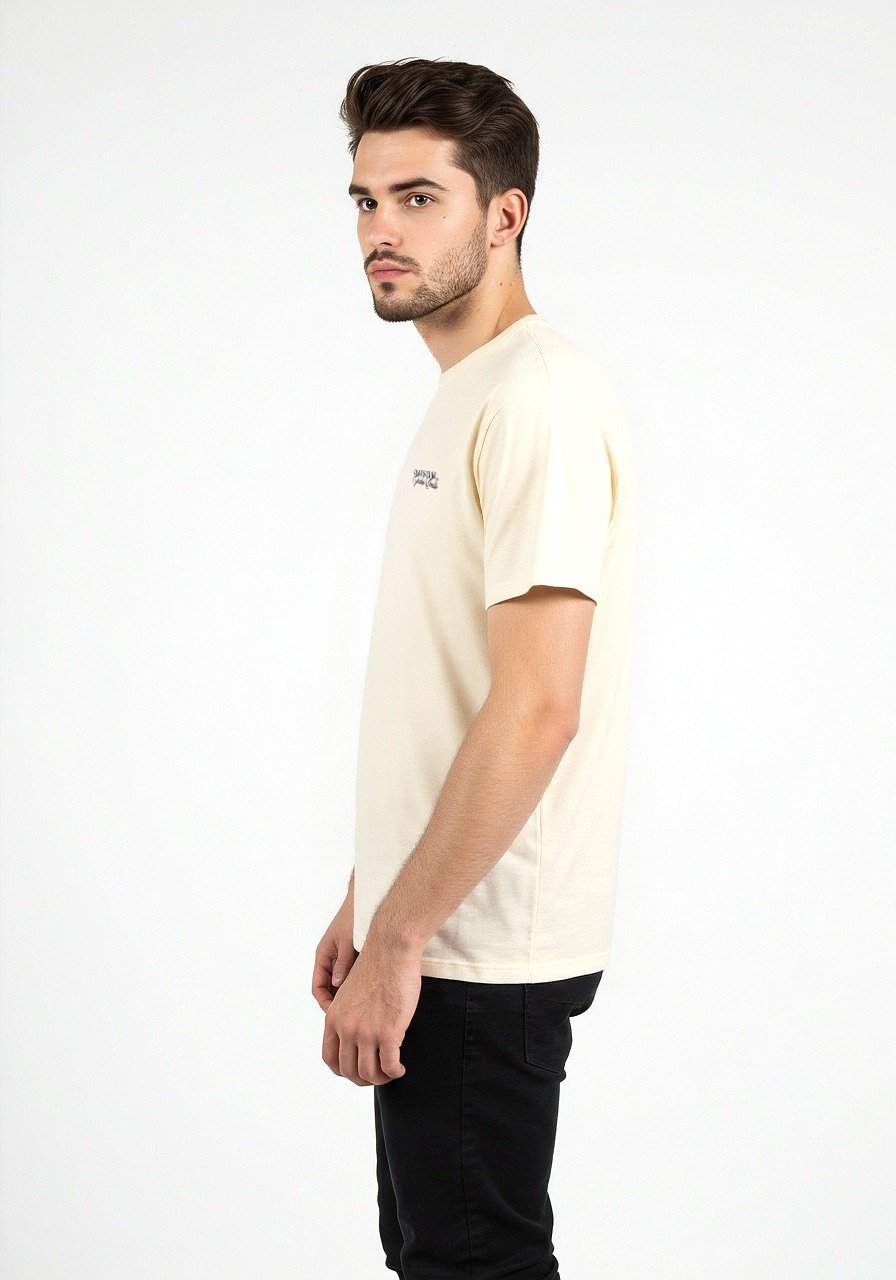 Celio* Men Cream Printed Oversized Cotton T-shirt