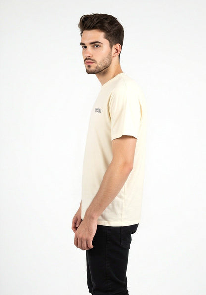 Celio* Men Cream Printed Oversized Cotton T-shirt