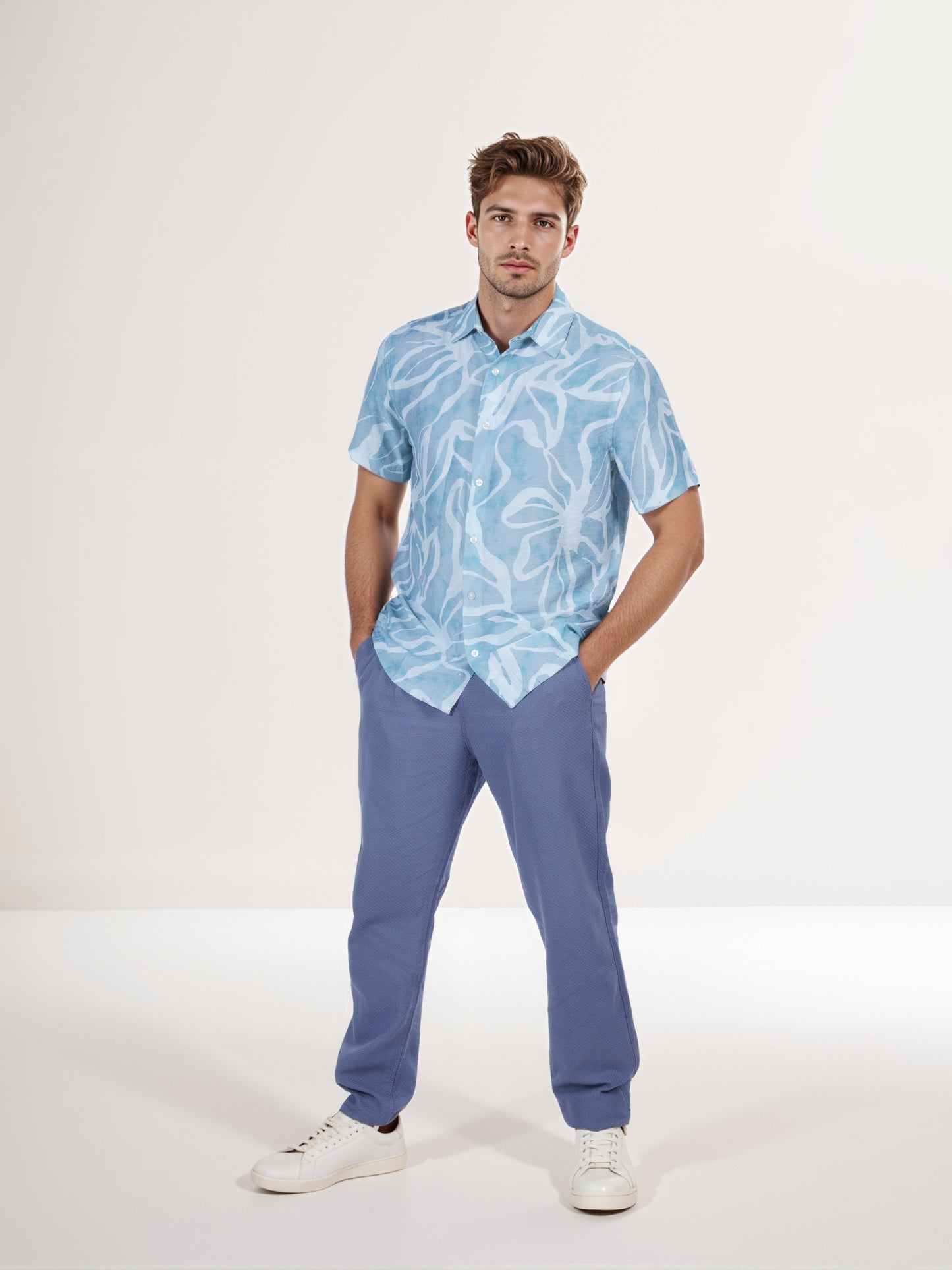 Celio* Men Green Printed Regular Fit Viscose Shirt