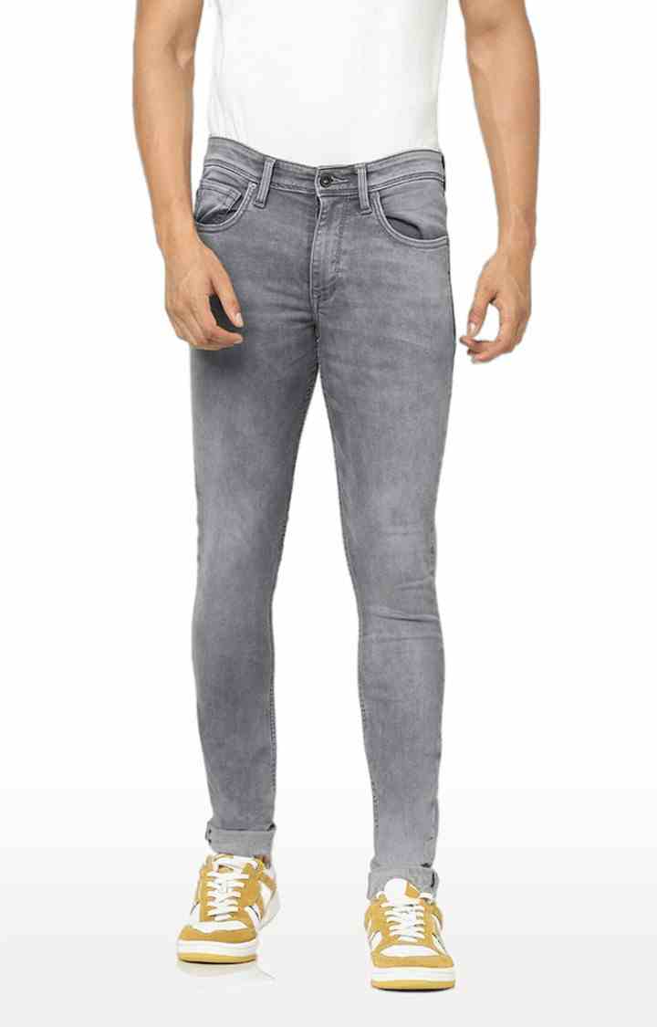 Grey Straight Slim Fit Jeans