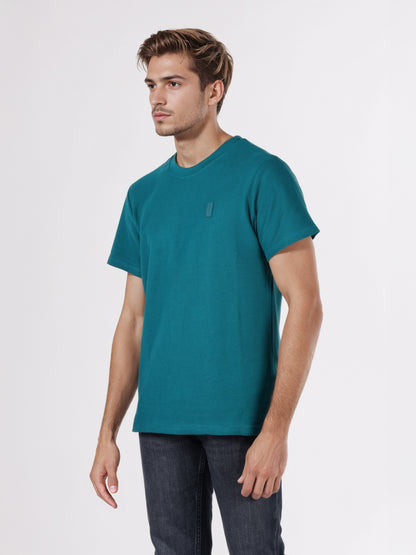 Celio* Men Green Solid Regular Fit Cotton T-Shirts