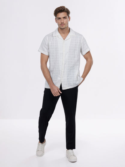 Celio* Men White Solid Regular Fit Cotton Shirt