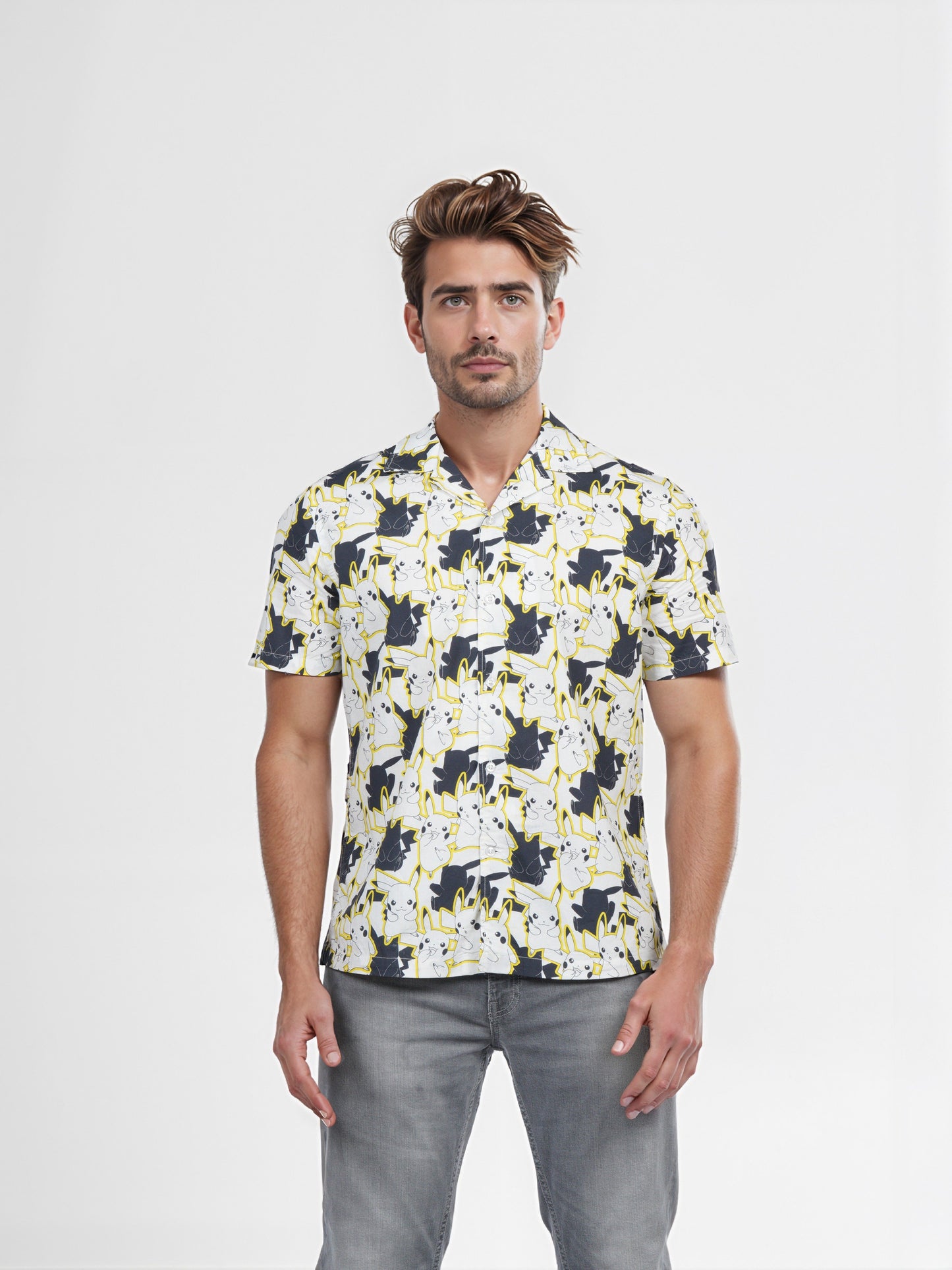 Celio* Pokemon Men Multi Printed Regular Fit Cotton Shirt
