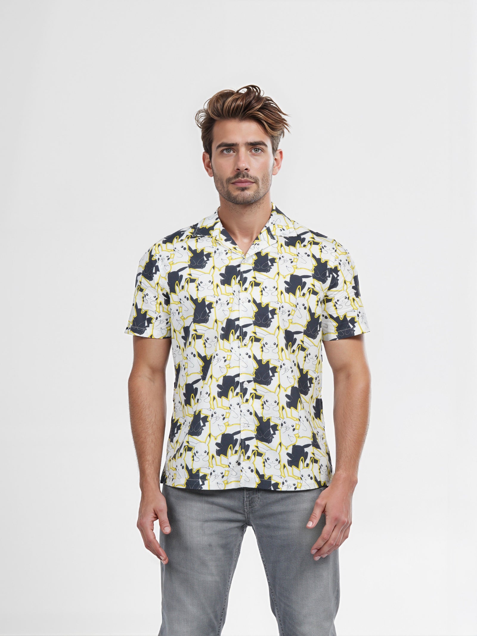 Celio* Pokemon Men Multi Printed Regular Fit Cotton Shirt