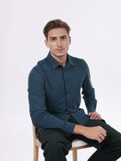 Celio* Men Navy Blue Solid Slim Fit Nylon Shirts
