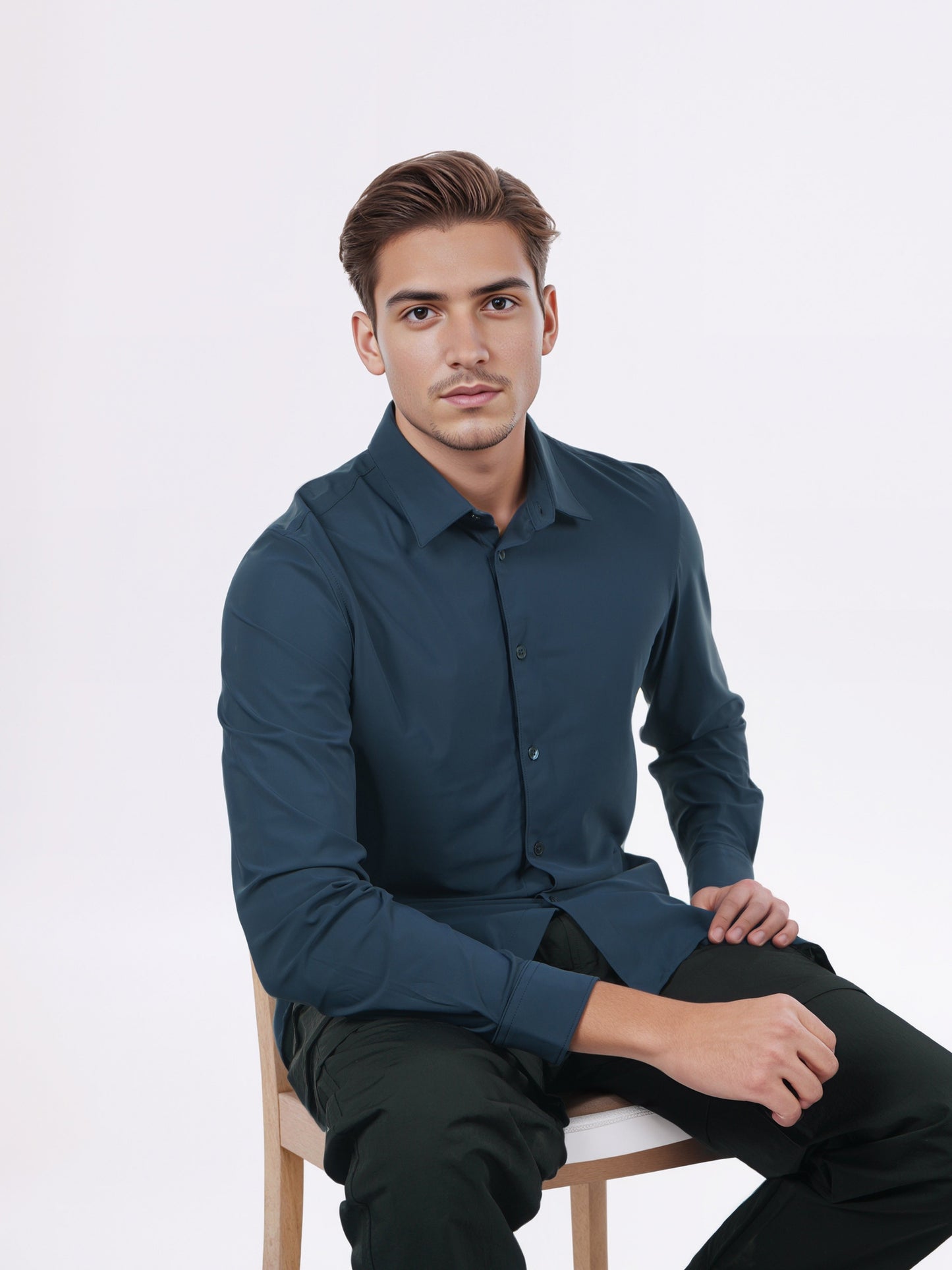 Celio* Men Navy Blue Solid Slim Fit Nylon Shirts