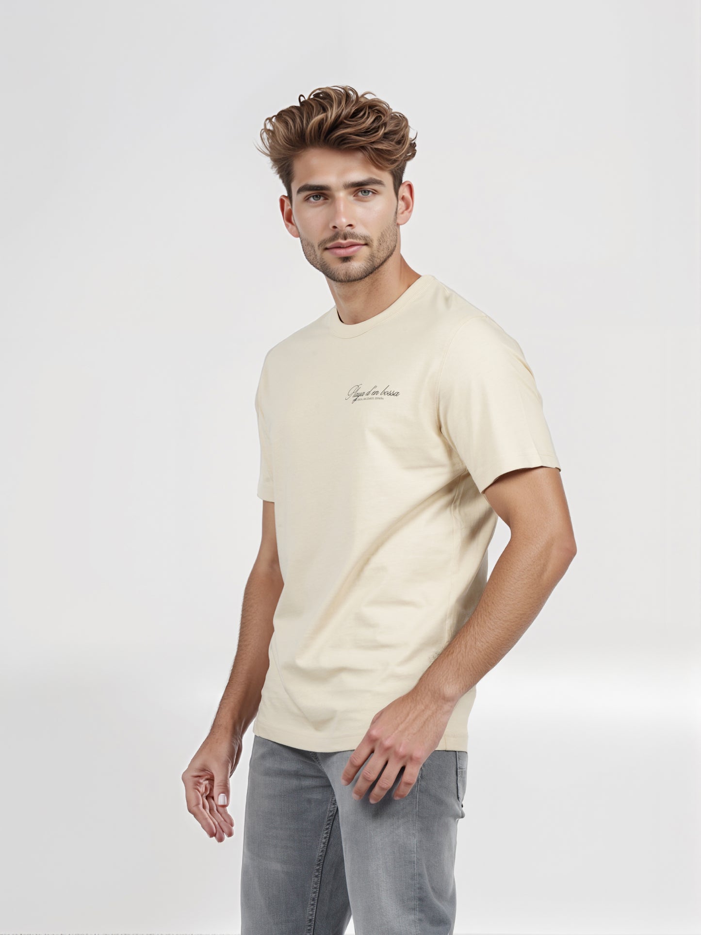Celio* Men Beige Printed Boxy Fit Cotton T-shirt