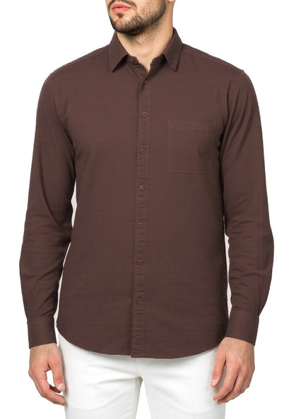 Celio* Men Brown Solid Regular Fit Cotton Shirt