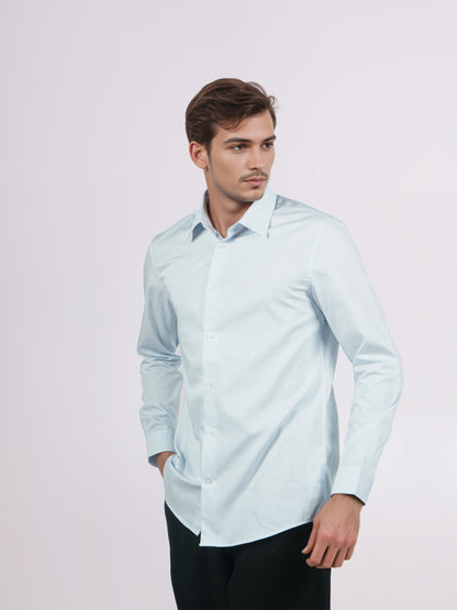 Celio* Men Blue Striped Slim Fit Cotton Shirts