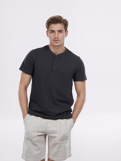 Celio* Cotton Black Men Regular Fit Solid T-Shirt