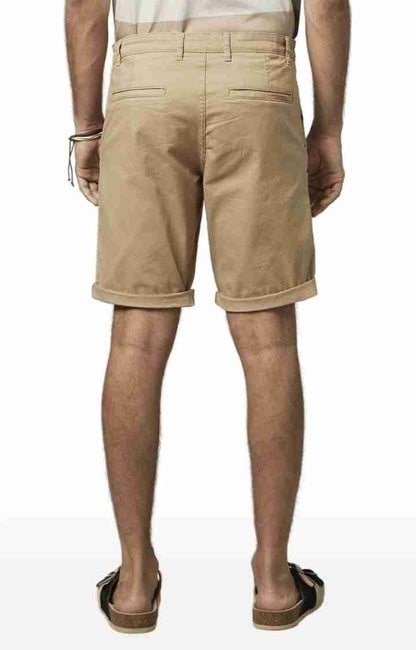 Beige Regular Fit Shorts