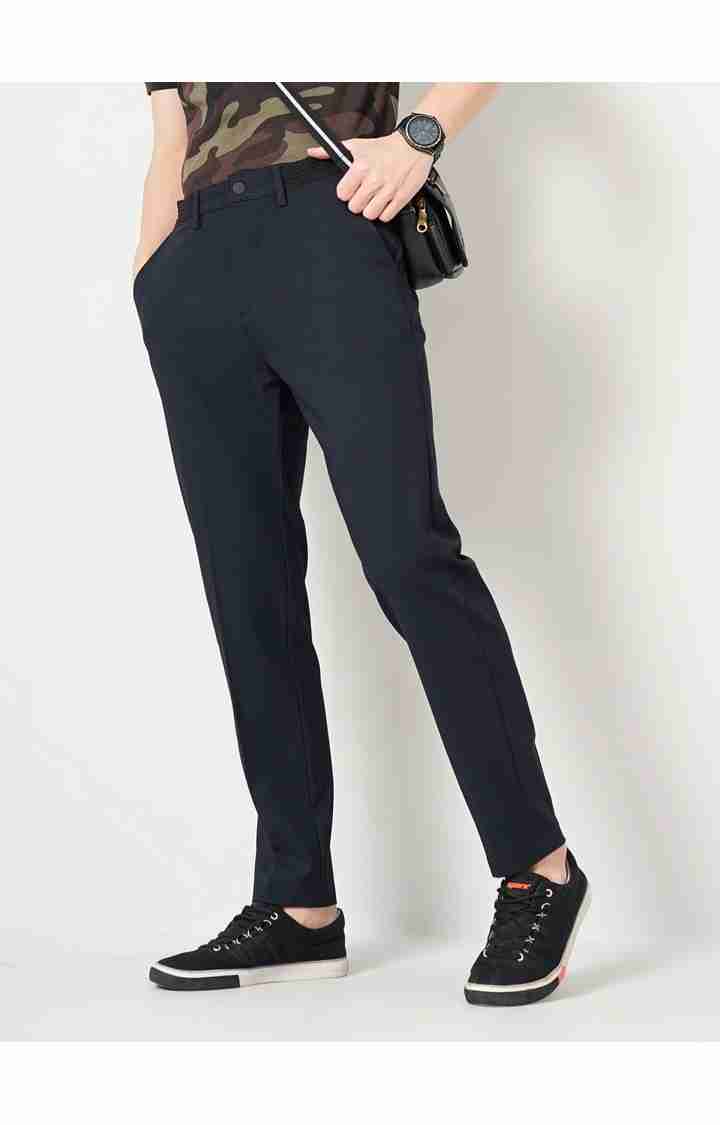 Navy Blue Slim Fit Trousers