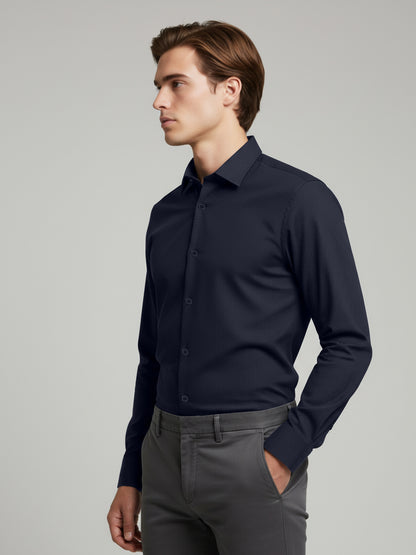 Celio* Men Blue Solid Regular Fit Cotton Shirts
