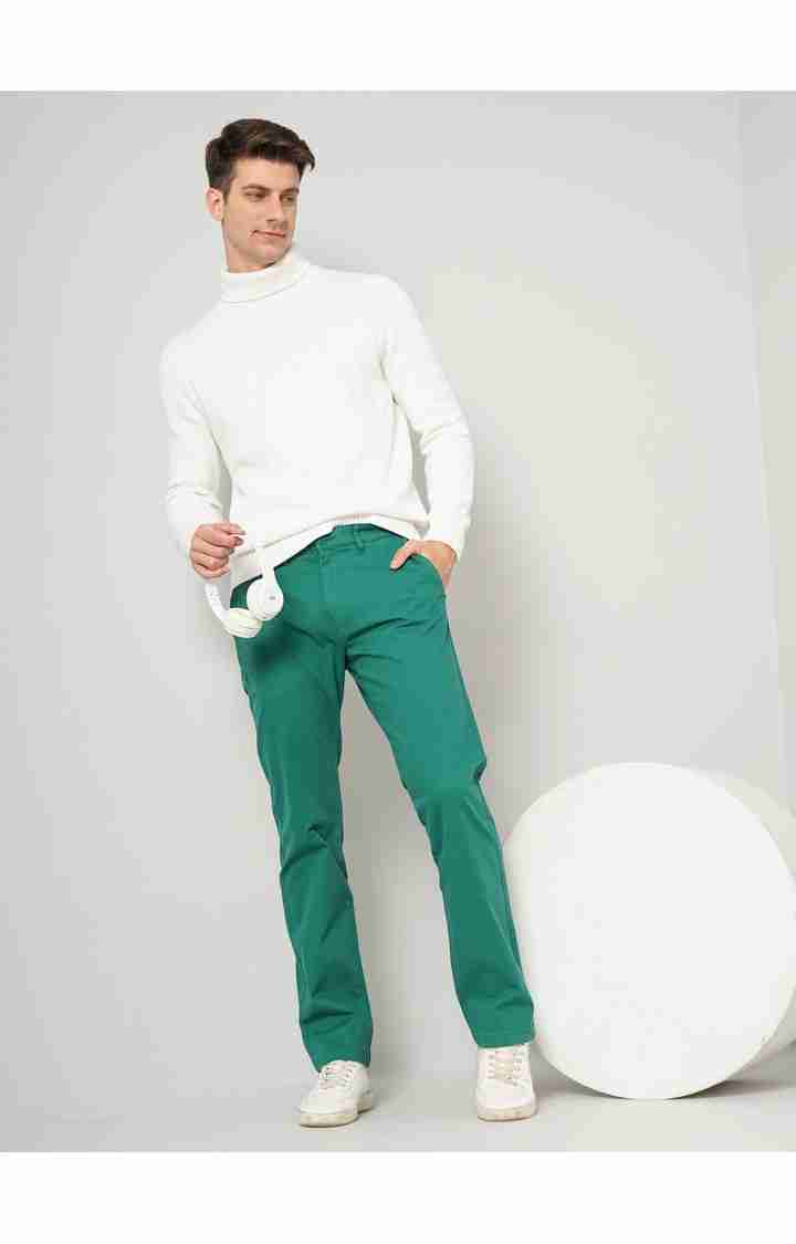 Green Straight Fit Trousers