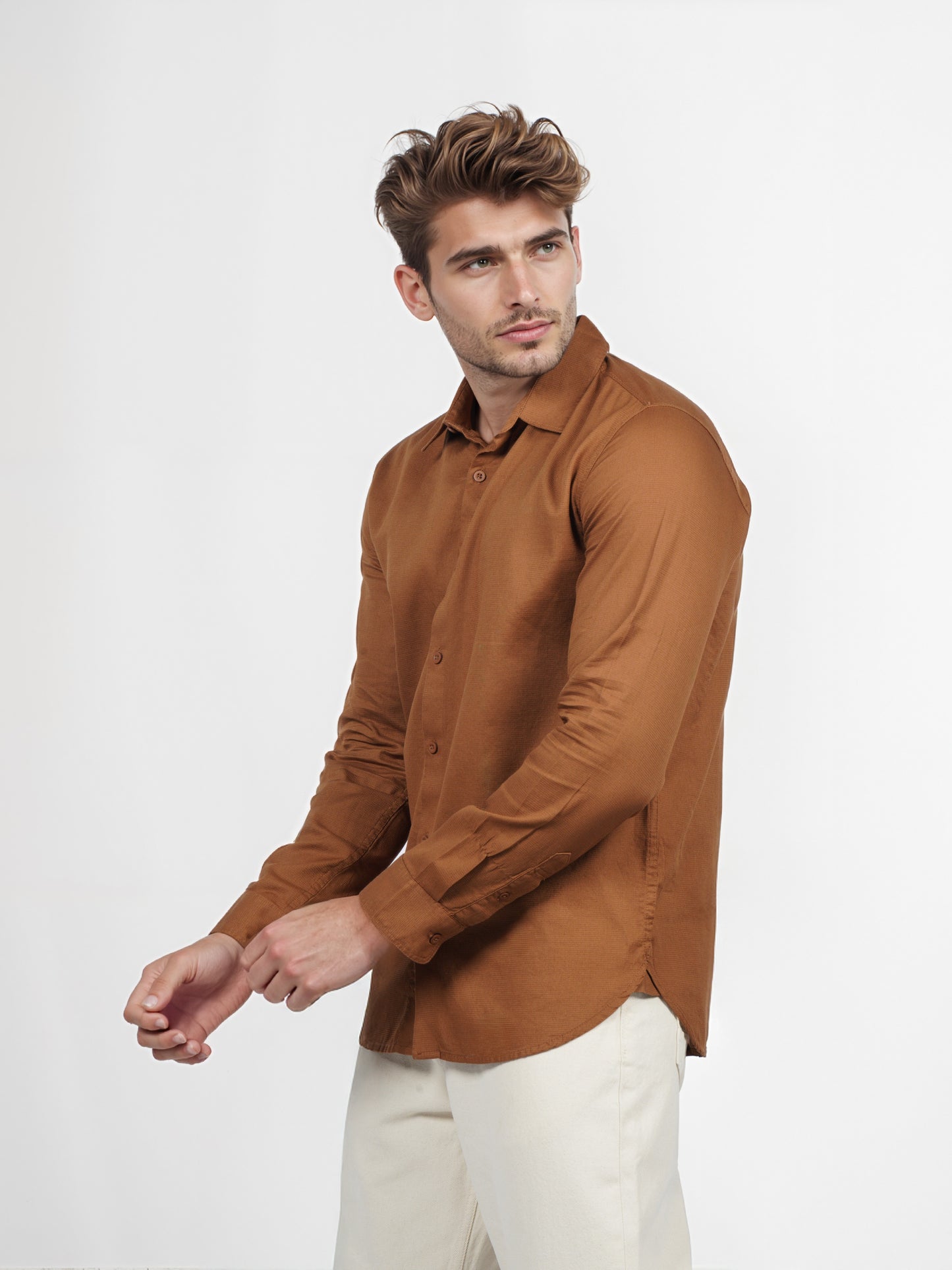 Celio* Men Brown Solid Regular Fit Cotton Shirt