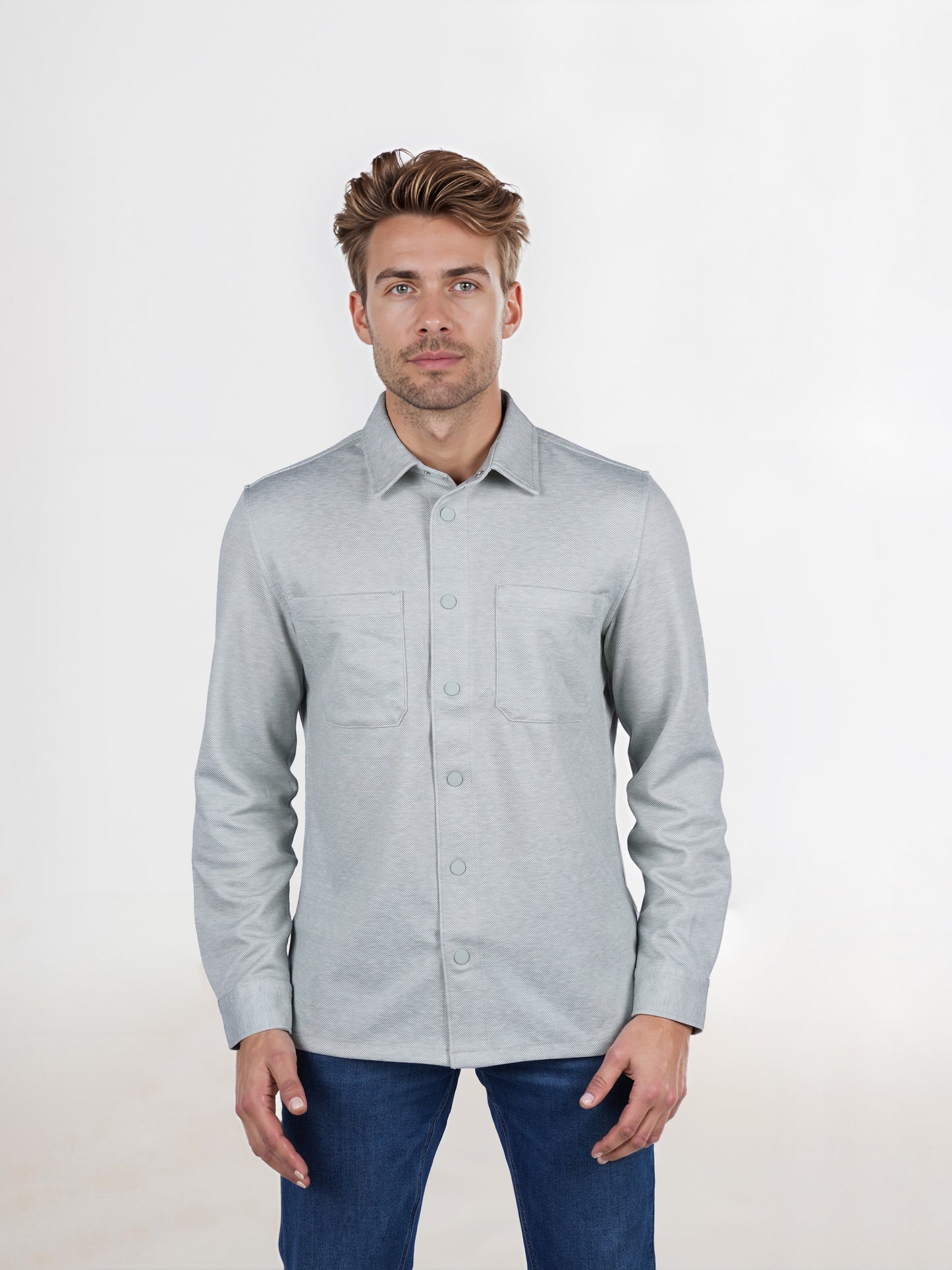 Celio* Solid Oversized Polyester Green Shirt