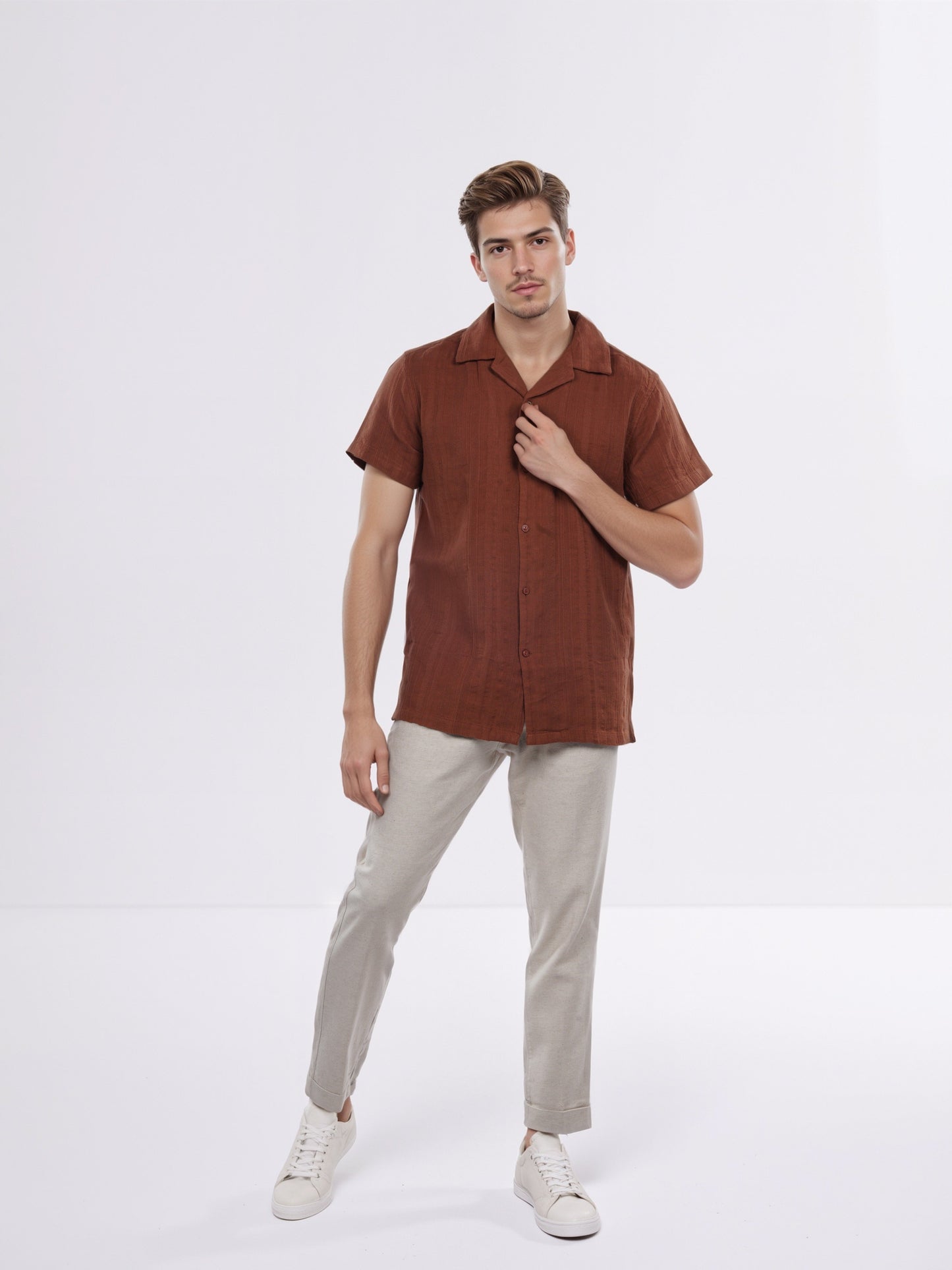 Celio* Men Brown Solid Regular Fit Cotton Shirt
