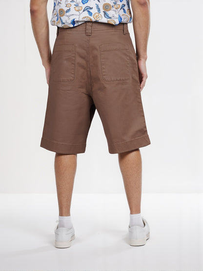 Celio* Cotton Regular Fit Brown Bermuda