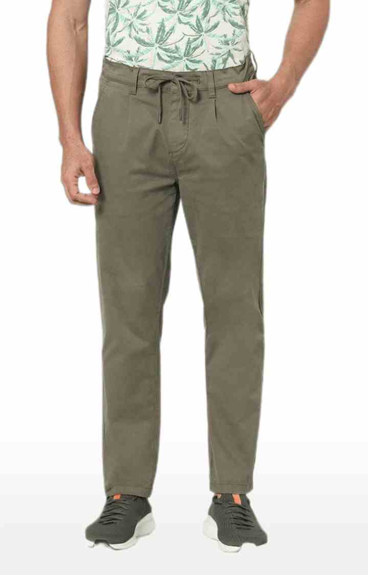 Green Regular Fit Trousers