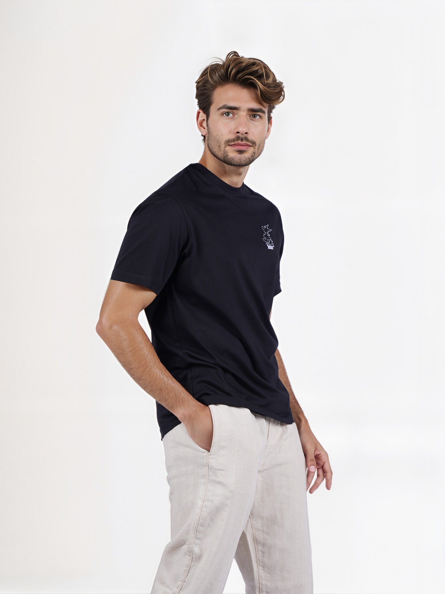 Celio* Men Black Solid Boxy Fit Cotton Tshirt