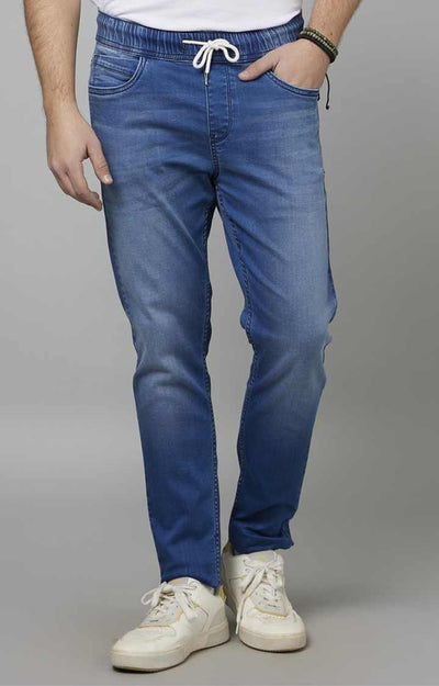 Celio* Cotton-Blend Jogger Fit Blue Jean