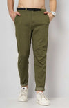Celio* Cotton-Blend Slim Fit Olive Trouser