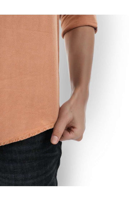 Celio* Solid Regular Fit Cotton Brown Shirt